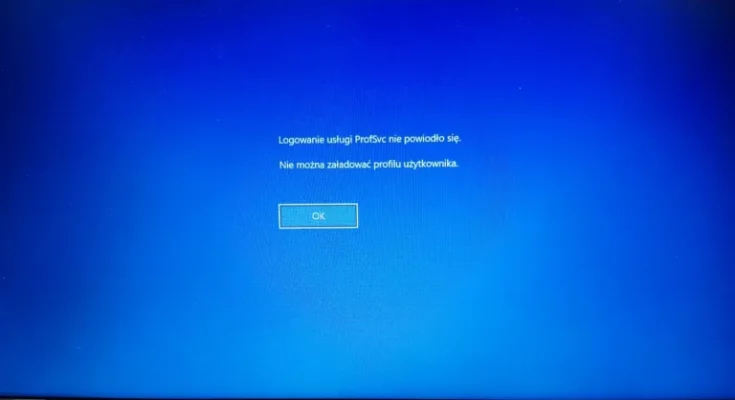 Nie można załadować profilu użytkownika Windows 7