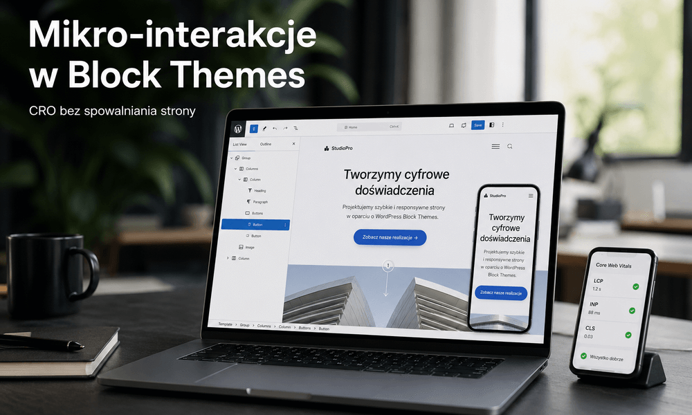 Projektowanie mikro-interakcji (Micro-animations) pod konwersję w Block Themes