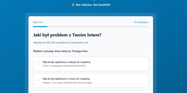 Formularz zgłoszenia roszczenia od odszkodowanie za lot