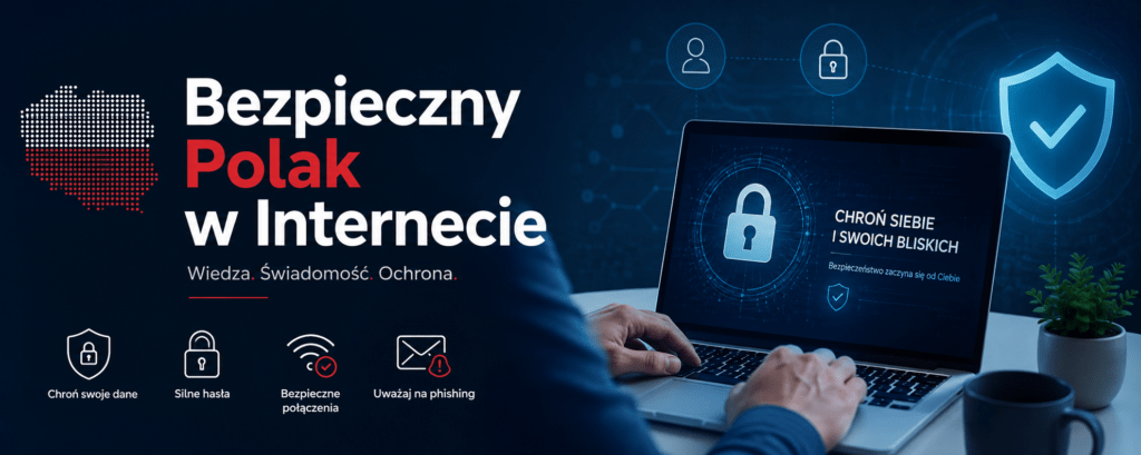 Bezpieczny Polak w Internecie – praktyczny poradnik cyberbezpieczeństwa. Dowiedz się, jak chronić swoje dane, pieniądze, konta i prywatność przed zagrożeniami online.